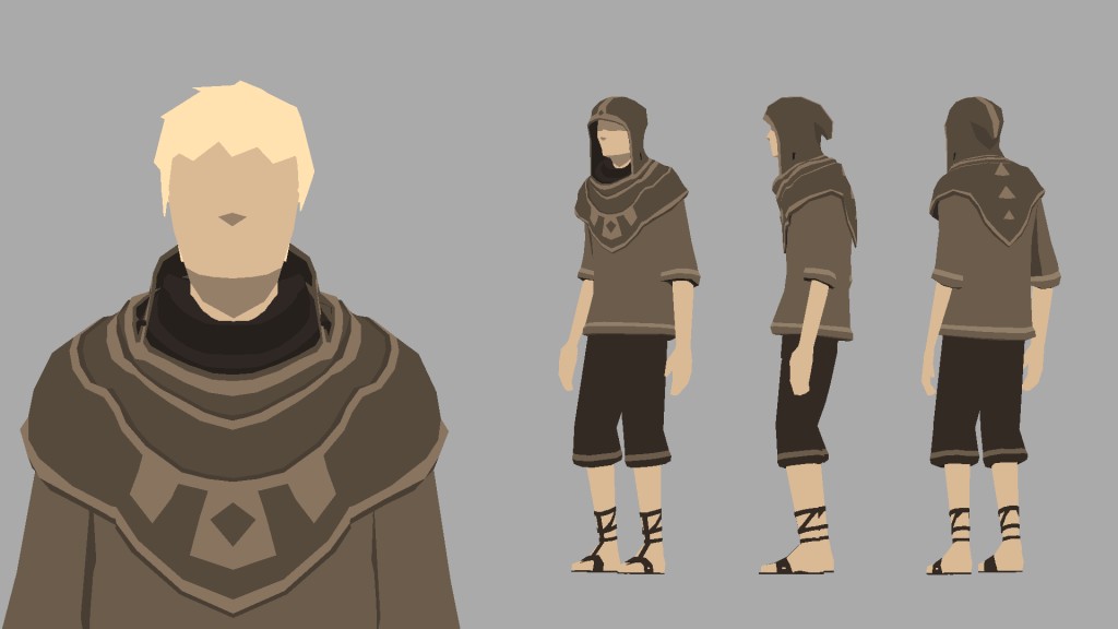 Low-poly flat-shaded hood character rigged and animated preview image 1